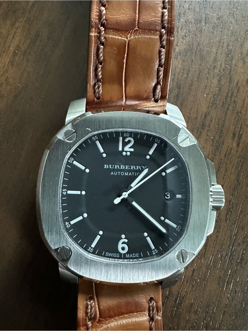 Burberry The Britain Swiss Made Automatic Watch with Brown Alligator Strap